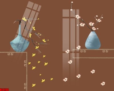 File gốc File tranh gốc in tranh tường nền tổng hợp H14790 (in lụa) tranh mã đáo