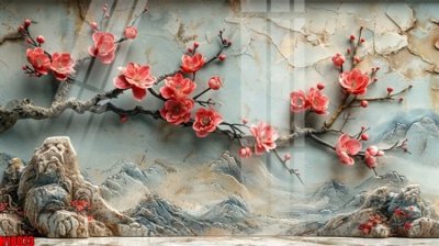 File gốc File tranh gốc in tranh tường nền tổng hợp H18073 (in lụa) họa tiết 3D