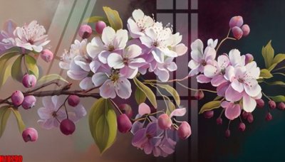 Download file gốc File tranh gốc in tranh tường nền tổng hợp H18790 (in lụa) tranh 3D