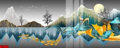 File gốc File tranh decor tranh bộ treo tường tổng hợp H2080 (in tráng gương) hiện đại