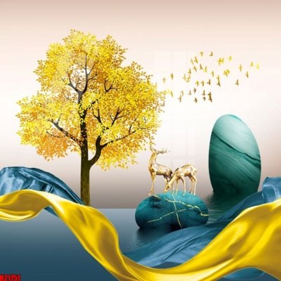 File tranh gốc in trần nhà File tranh gốc in tranh tường nền tổng hợp H21751 3D