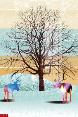 File gốc File tranh decor tranh bộ treo tường tổng hợp H4303 (in lụa) tranh mã đáo