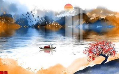 File ảnh gốc file tranh nền tường thủy mặc tổng hợp H6113 không vỡ nét