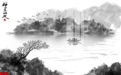 File gốc file tranh nền tường thủy mặc tổng hợp H6169 (AI/EPS) cho in ấn