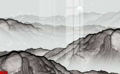 Tải file file tranh nền tường thủy mặc tổng hợp H6175 (gốc) chủ đề tôn giáo