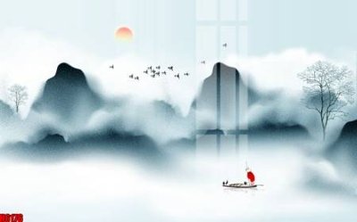 File tranh PSD file tranh nền tường thủy mặc tổng hợp H6176 chất lượng cao