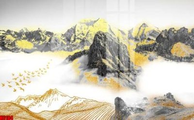 Hình ảnh file gốc in lụa file tranh nền tường thủy mặc tổng hợp H6184