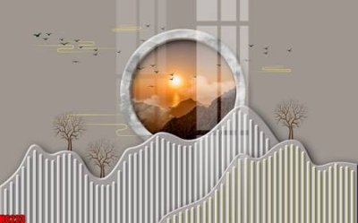 File gốc file tranh nền tường thủy mặc tổng hợp H6223 (in 3D) nghệ thuật