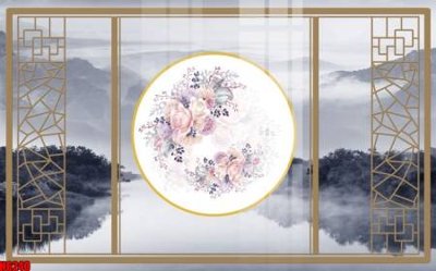 File gốc file tranh nền tường thủy mặc tổng hợp H6240 (phong cách) tối giản