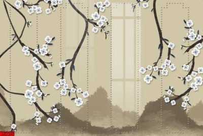 File tranh file tranh nền tường thủy mặc tổng hợp H6296 (gốc) in vải canvas