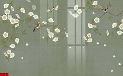 Tải file file tranh nền tường thủy mặc tổng hợp H6319 (gốc) chủ đề hoa sen