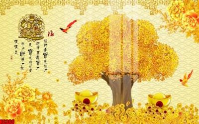 File gốc file tranh nền tường thủy mặc tổng hợp H6366 (in tráng gương) hiện đại