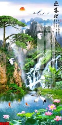 File tranh gốc PSD file tranh nền tường thủy mặc tổng hợp H6390 còn nguyên layer