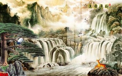 File PSD file tranh nền tường thủy mặc tổng hợp H6418 (bản gốc) đã tách nền