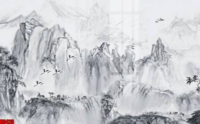 Tải file file tranh nền tường thủy mặc tổng hợp H6425 (gốc) in ấn ngay lập tức