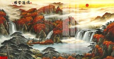 File gốc file tranh nền tường thủy mặc tổng hợp H6441 (in tráng gương) ốp tường