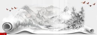 Ảnh gốc file tranh nền tường thủy mặc tổng hợp H6618 (độ nét cao) in mica