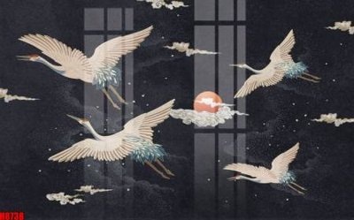 File gốc File tranh gốc tổng hợp tranh nền tường đẹp H8738 (in lụa) tranh mã đáo