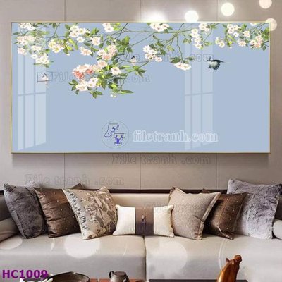 Ảnh gốc file in lụa File tranh hoa và chim tối giản trung quốc HC1009 chi tiết