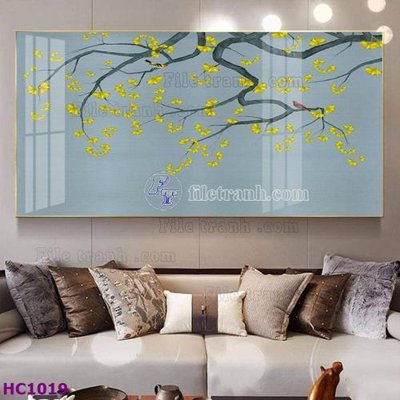 File tranh File tranh hoa và chim tối giản trung quốc HC1019 (bản gốc) treo tường