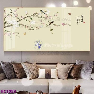 File tranh File tranh hoa và chim tối giản trung quốc HC1053 (gốc) in film