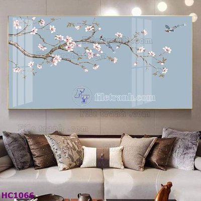 Chi tiết file ảnh File tranh hoa và chim tối giản trung quốc HC1066 sắc nét