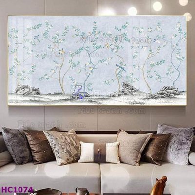 File gốc File tranh hoa và chim tối giản trung quốc HC1074 (in mica) làm quà tặng