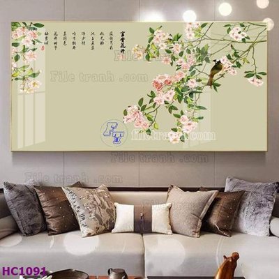File gốc File tranh hoa và chim tối giản trung quốc HC1091 (cho in 3D) độc đáo