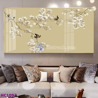 File gốc File tranh hoa và chim tối giản trung quốc HC1097 (thiết kế) cho in ấn