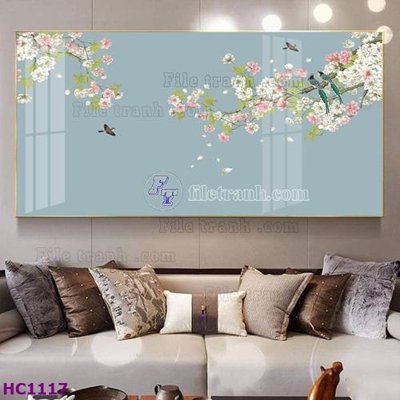 File gốc File tranh hoa và chim tối giản trung quốc HC1117 (chuẩn màu) cho in offset