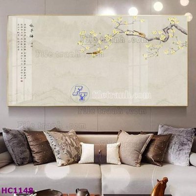 Tải file File tranh hoa và chim tối giản trung quốc HC1148 (gốc) chủ đề hoa sen