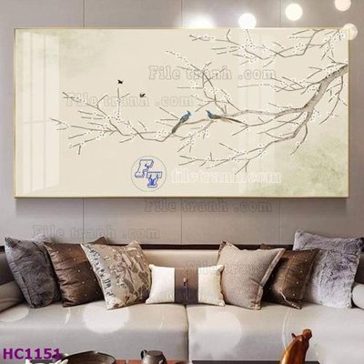 File tranh File tranh hoa và chim tối giản trung quốc HC1151 (bản gốc) treo quán cafe