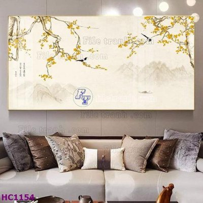 Download file File tranh hoa và chim tối giản trung quốc HC1154 (gốc) in mica cao cấp