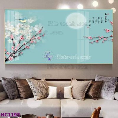 Download file File tranh hoa và chim tối giản trung quốc HC1195 (gốc) in mica đèn LED