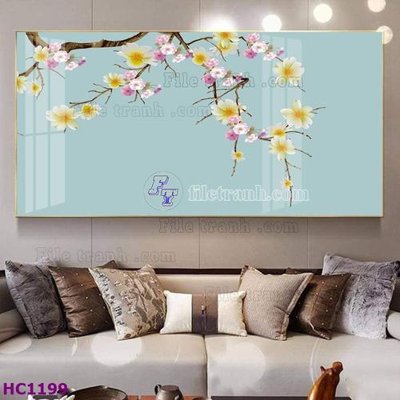 File gốc in mica File tranh hoa và chim tối giản trung quốc HC1199 chất lượng