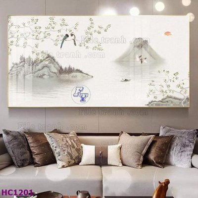 File gốc File tranh hoa và chim tối giản trung quốc HC1201 (trang trí) phòng trẻ em