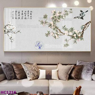 Mua file tranh gốc File tranh hoa và chim tối giản trung quốc HC1216 tại Filetranh.com
