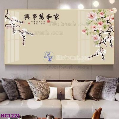 File in trần File tranh hoa và chim tối giản trung quốc HC1221 (file gốc) xuyên sáng