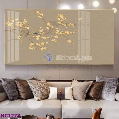 File gốc File tranh hoa và chim tối giản trung quốc HC1273 (in lụa) họa tiết 3D