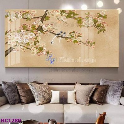 File in trần File tranh hoa và chim tối giản trung quốc HC1289 (bản gốc 3D) sống động