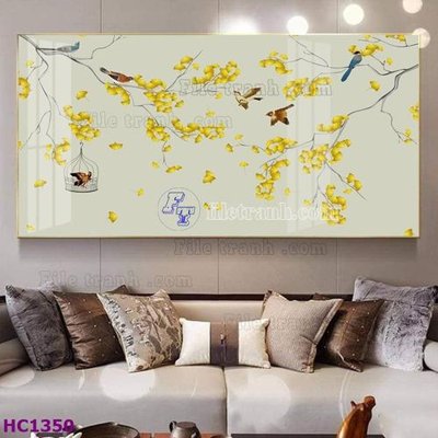 File in ấn File tranh hoa và chim tối giản trung quốc HC1350 (bản gốc) chất lượng cao