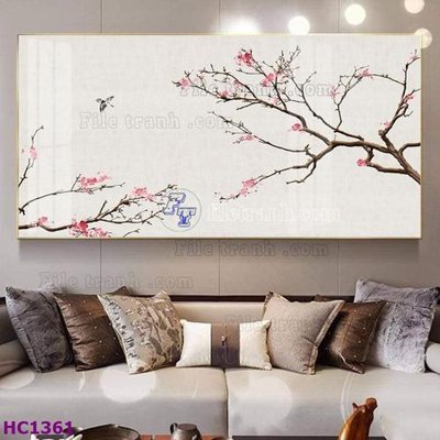 File in ấn File tranh hoa và chim tối giản trung quốc HC1361 (bản gốc) chất lượng cao