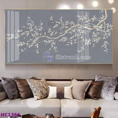 File in trần File tranh hoa và chim tối giản trung quốc HC1366 (bản gốc) phong cảnh