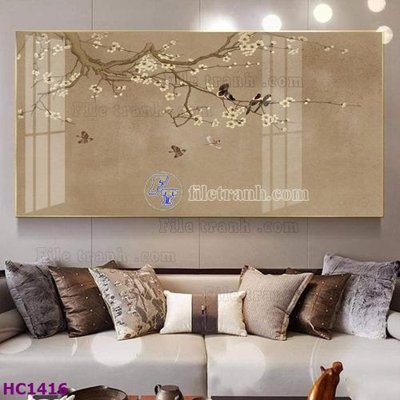 File gốc File tranh hoa và chim tối giản trung quốc HC1416 (vector) cho in ấn