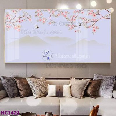 File gốc File tranh hoa và chim tối giản trung quốc HC1421 (thiết kế) độc quyền