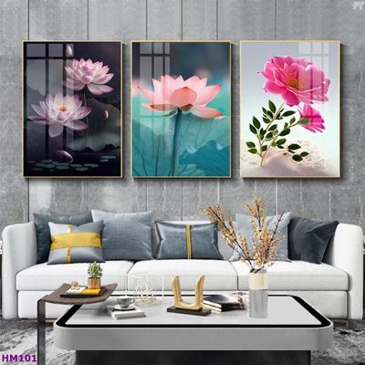 File gốc in ấn Tranh bộ 3 hoa sen 5d đẹp HM101 chuẩn màu CMYK