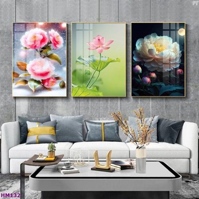 Tải file Tranh bộ 3 hoa sen 5d đẹp HM132 (gốc) làm tranh trang trí