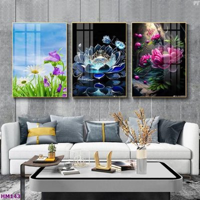 File tranh PSD Tranh bộ 3 hoa sen 5d đẹp HM143 chất lượng cao
