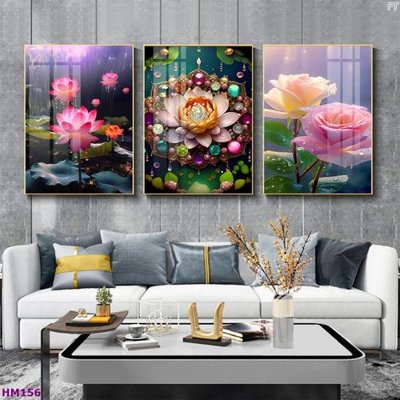 Mua file tranh gốc Tranh bộ 3 hoa sen 5d đẹp HM156 tại Filetranh.com