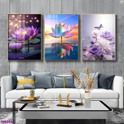 File gốc Tranh bộ 3 hoa sen 5d đẹp HM166 (ảnh chi tiết) để in lụa